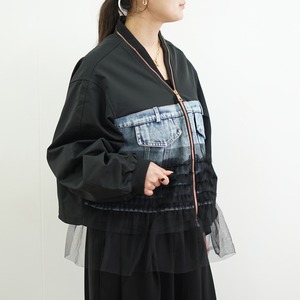 デニム☓チュールブルゾン