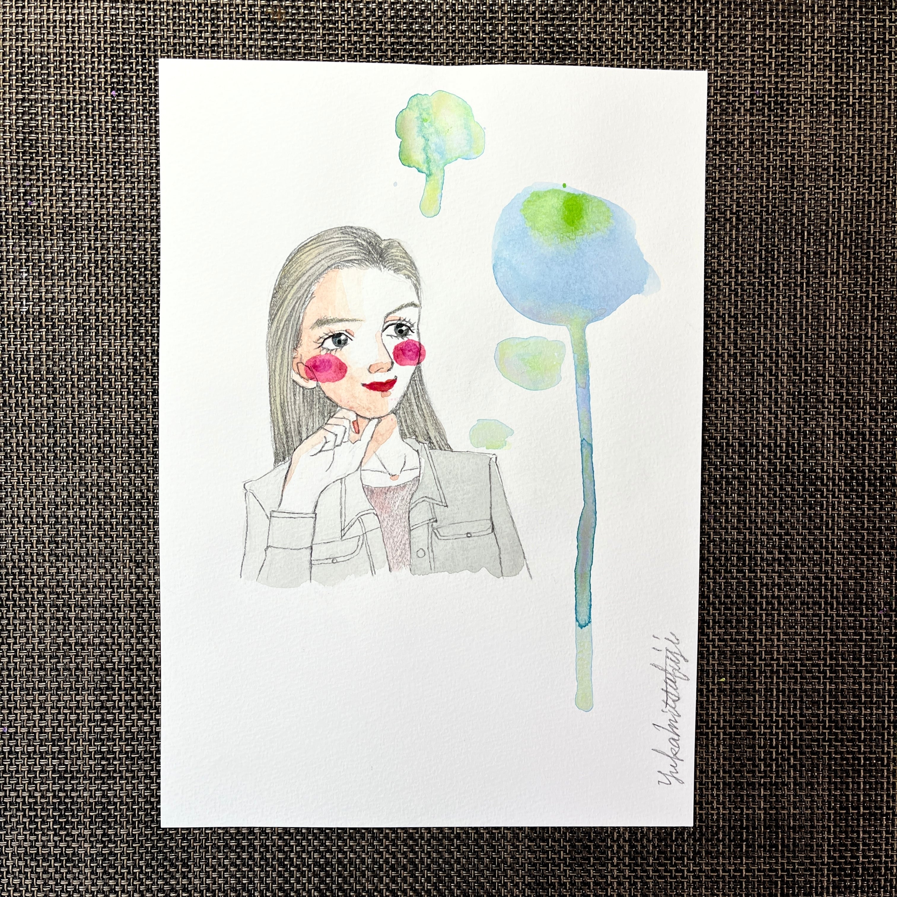 水彩イラスト B5原画 おしゃれな女性｜ Watercolor Illustration Woman