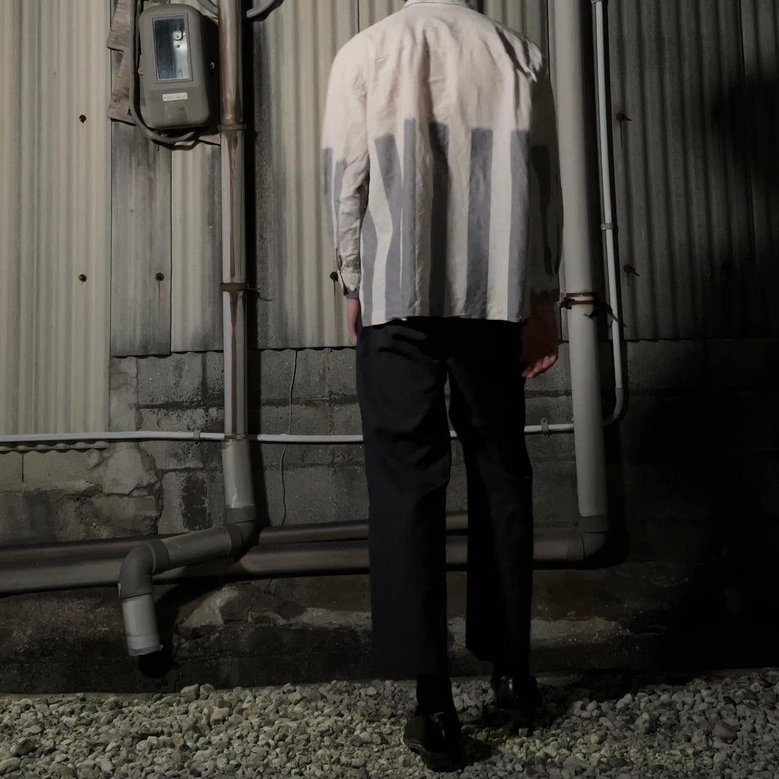 90s “ISSEY MIYAKE” 黒タグ cotton × linen box silhouette shirt