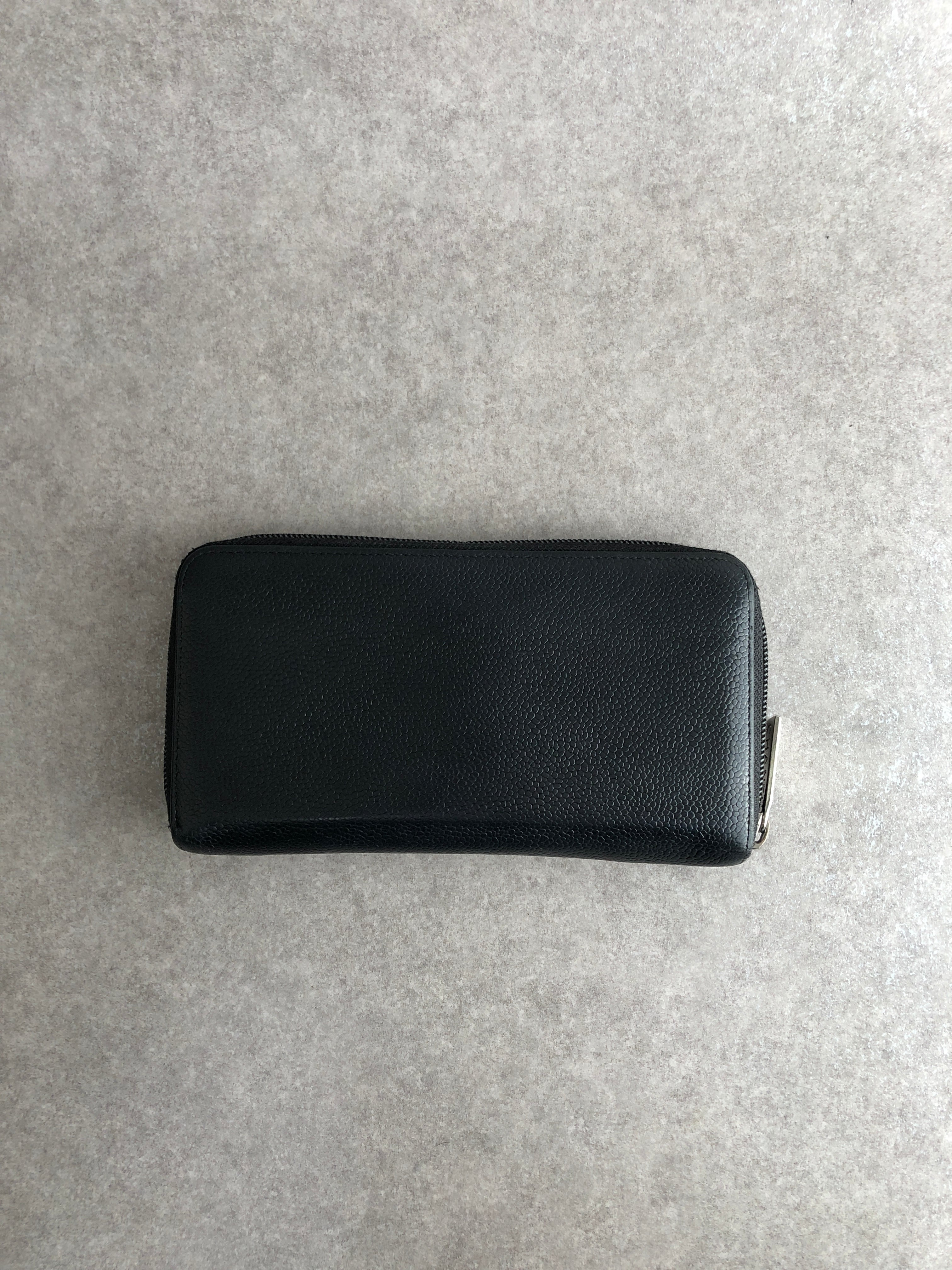 CHANEL シャネル 財布 ブラック ココマーク レザー キャビアスキン 長