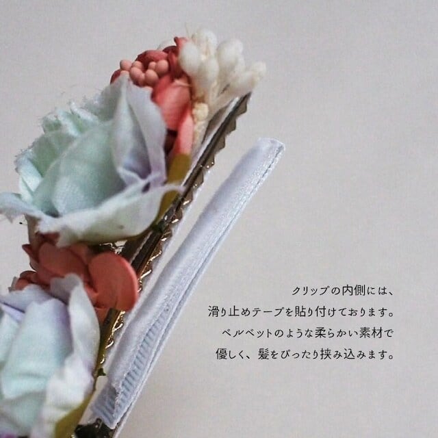 kids flower clip set /チュールフラワーピンク