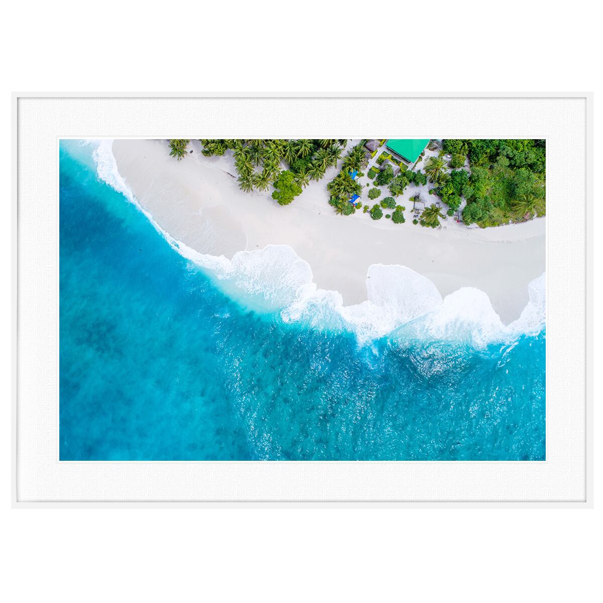 夏写真 モルディブ諸島フバーミュラ島ビーチ インテリアアートポスター額装 AS0323