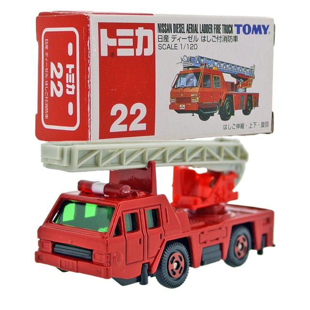 トミカ 22 ディーゼル ハシゴ付消防車 トミー 中国製レア！赤箱トミカ 