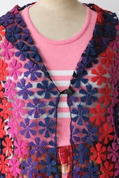 Colorful flower mesh lace cardigan