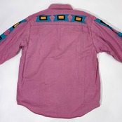 Wrangler ラングラー インディアン風デザイン 長袖 ウエスタン風シャツ L/パープル ピンク 系 メンズ ビンテージ