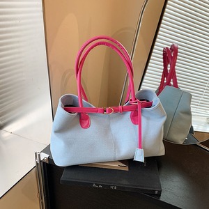 contrast color denim tote bag(2color) ＜b1704＞