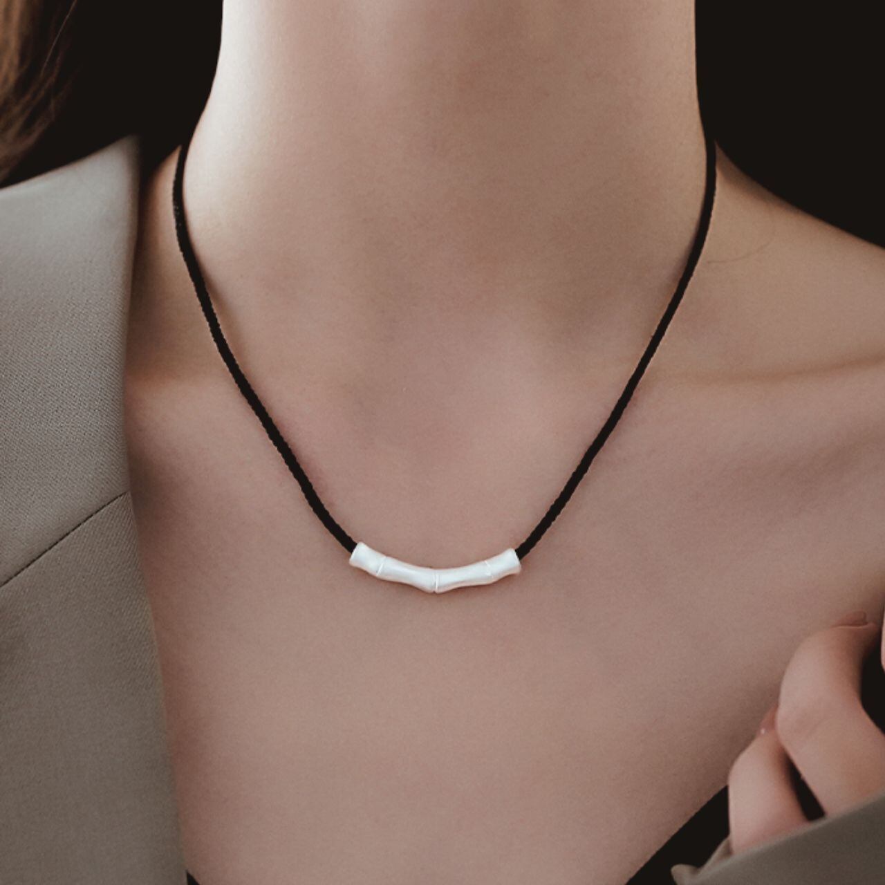 ミニバンブーモチーフ 編み紐ネックレス Ln00151