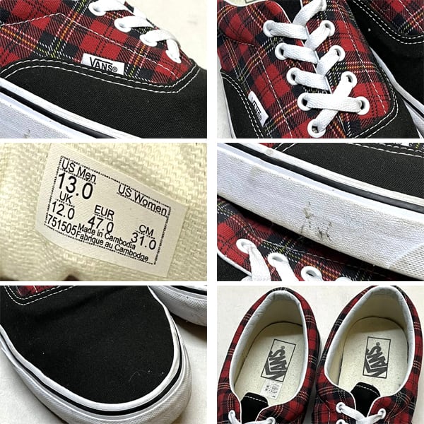 1点物◇バンズVANSエラERAチェック柄スニーカー古着13メンズ31