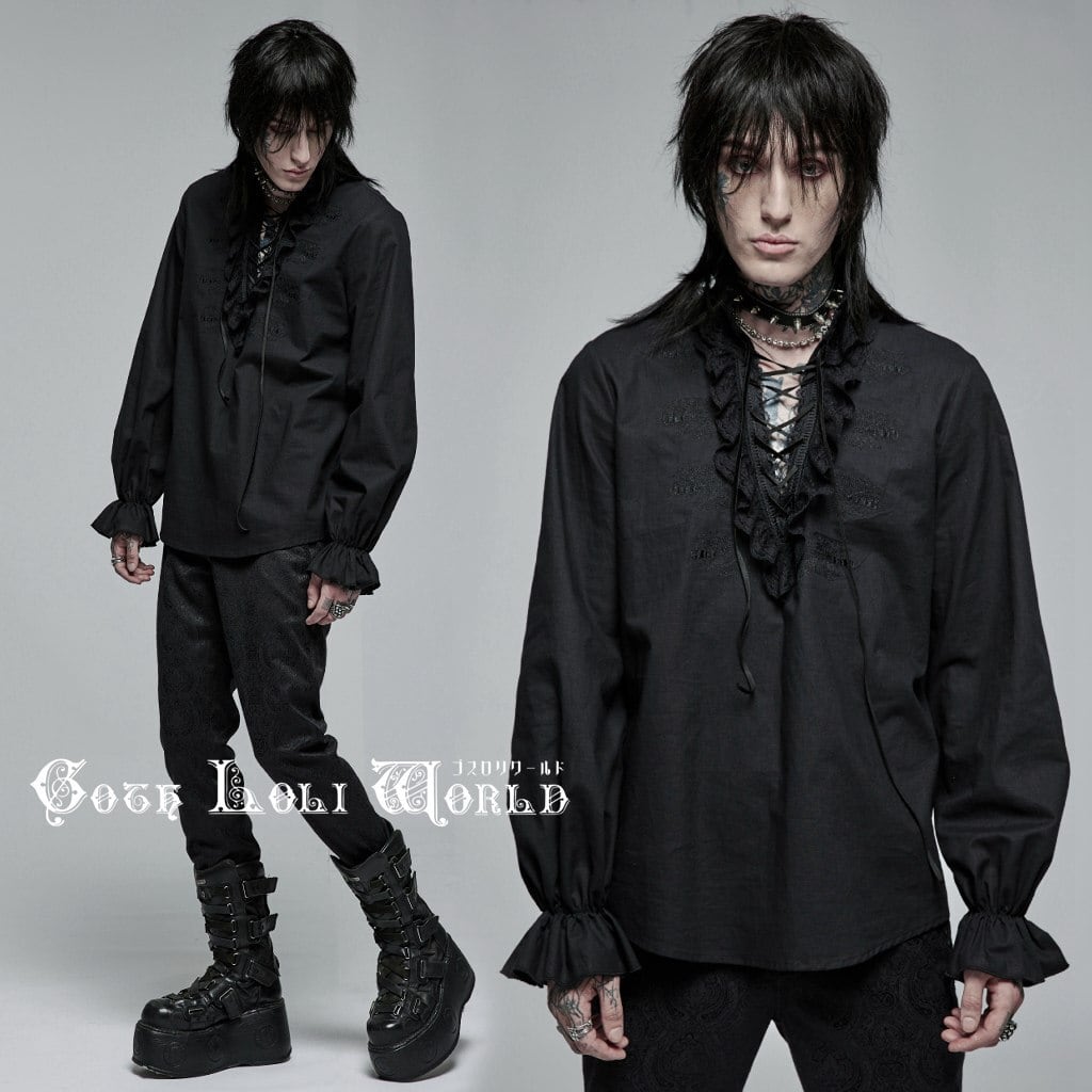 ゴスロリワールド DEVIL メンズ トップス シャツ フロントフリル ブラック 2a4d9fa926c5264ed8cbaad0f7a64d