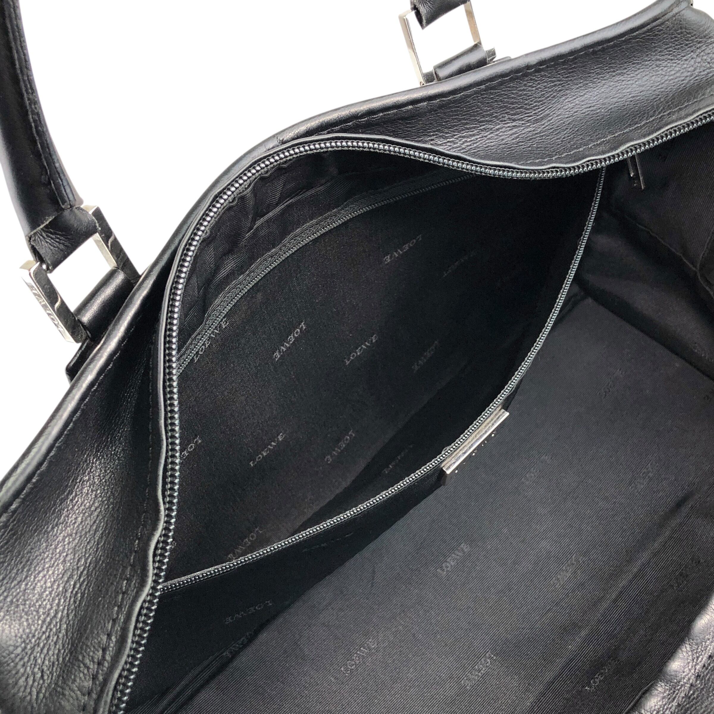 【美品】ロエベ ボストンバッグ ヴィンテージ アマソナ アナグラム 黒 レザー LOEWE ロエベ アマソナ28 ハンドバッグ ブラック アナグラム レザー