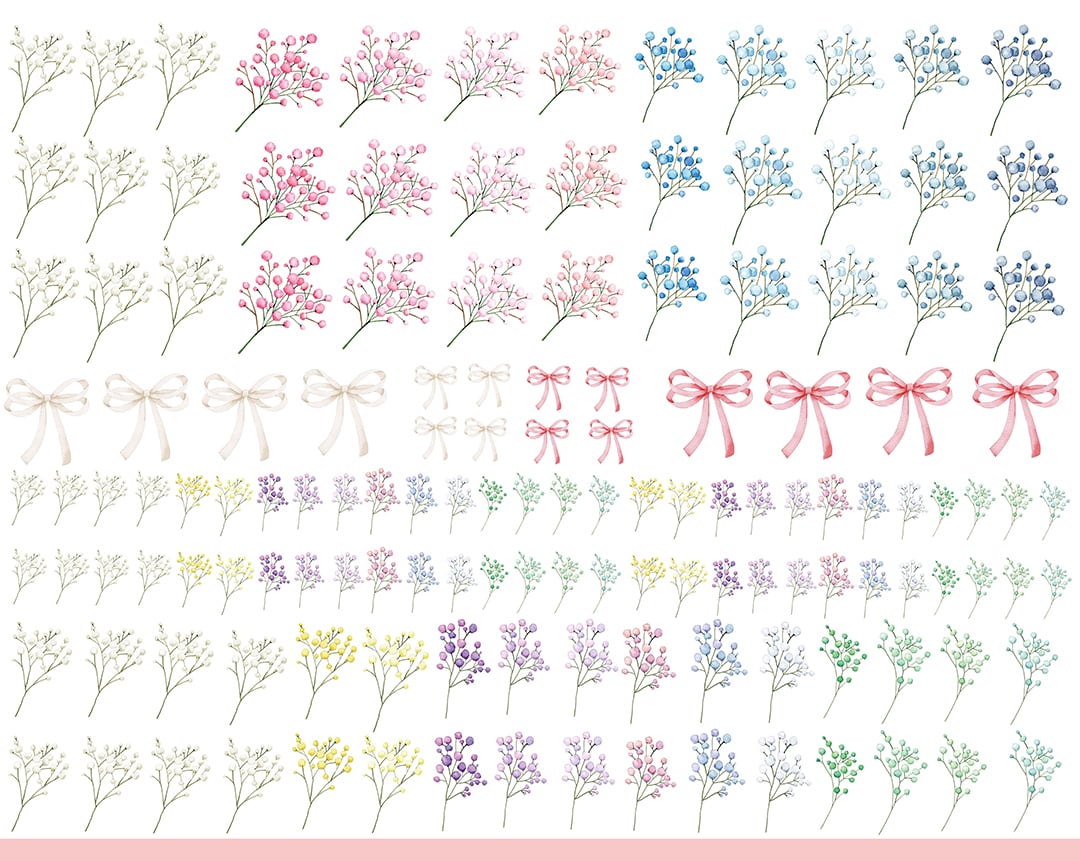 水彩Baby's breath かすみ草 A4サイズ （ポーセリンアート