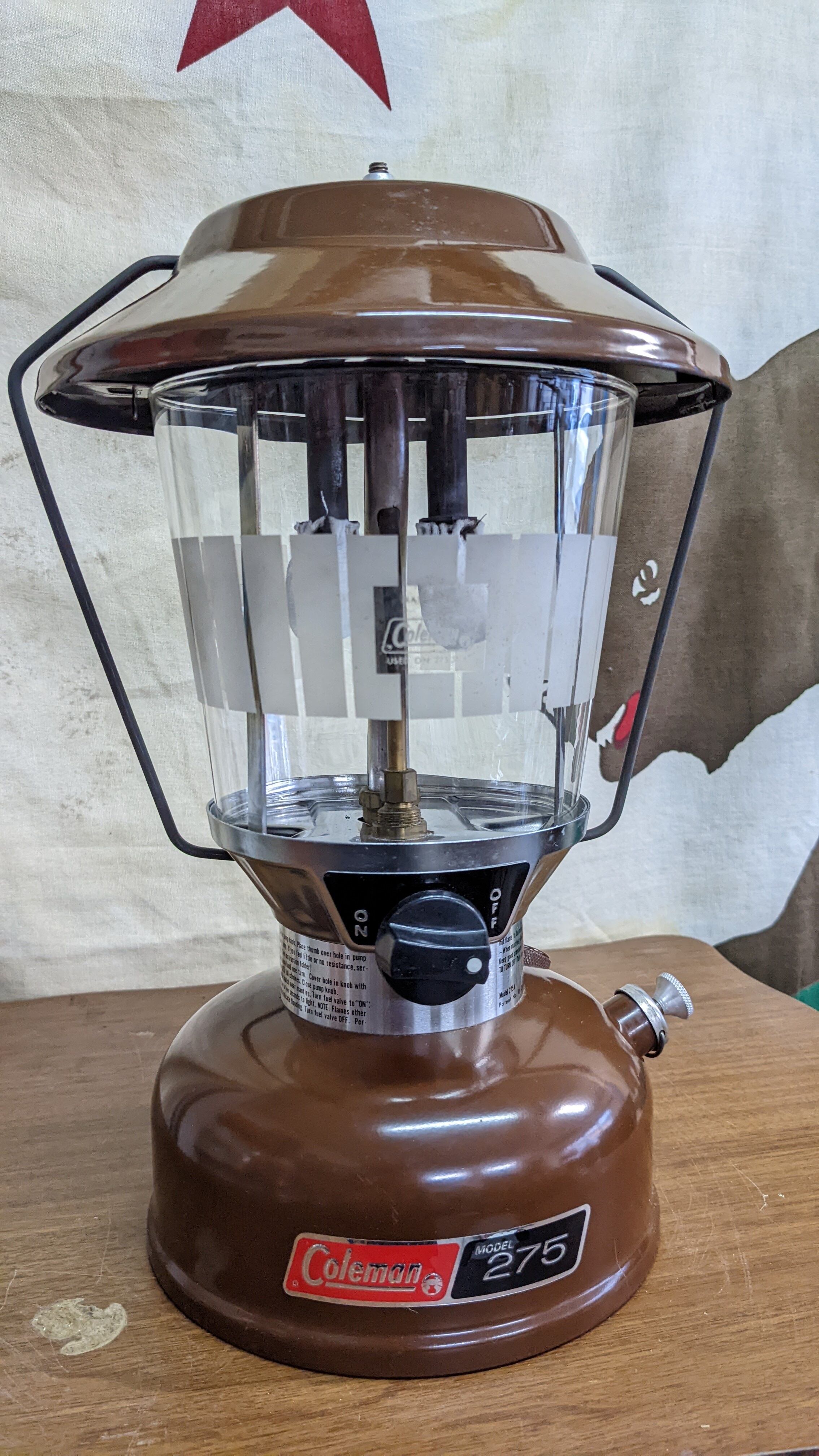 Vintage Coleman 275A Lantern Brown With Yellow Shell Case