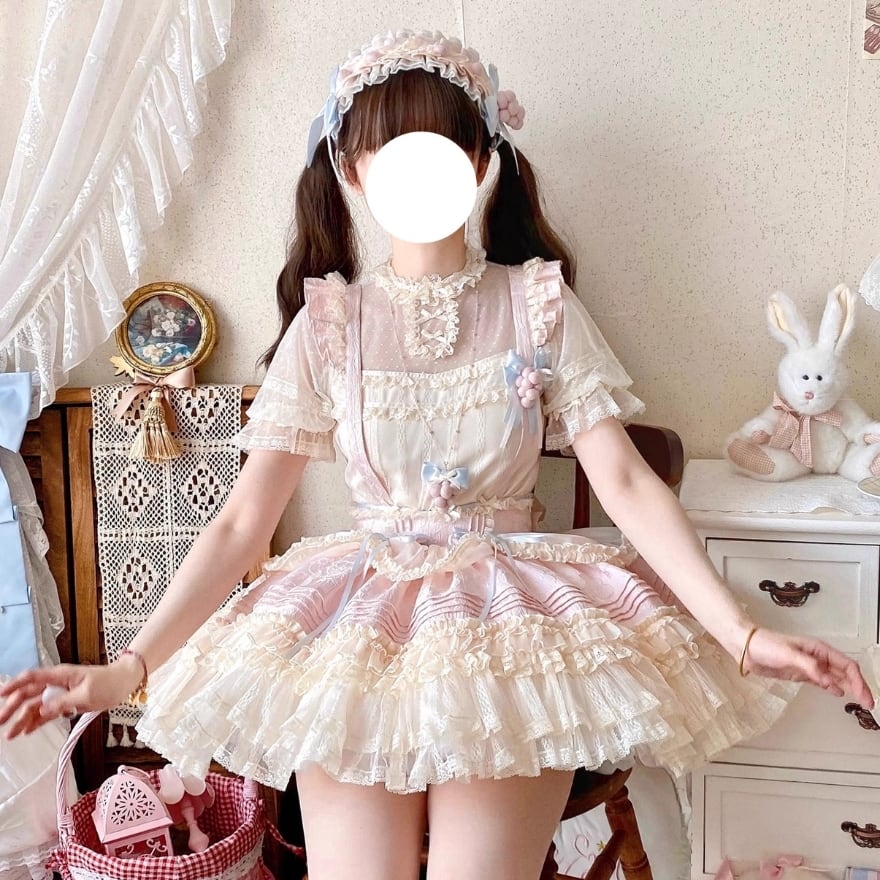 スカート フリル 葡萄 リボン 夢かわいい ベビードール パステルカラー