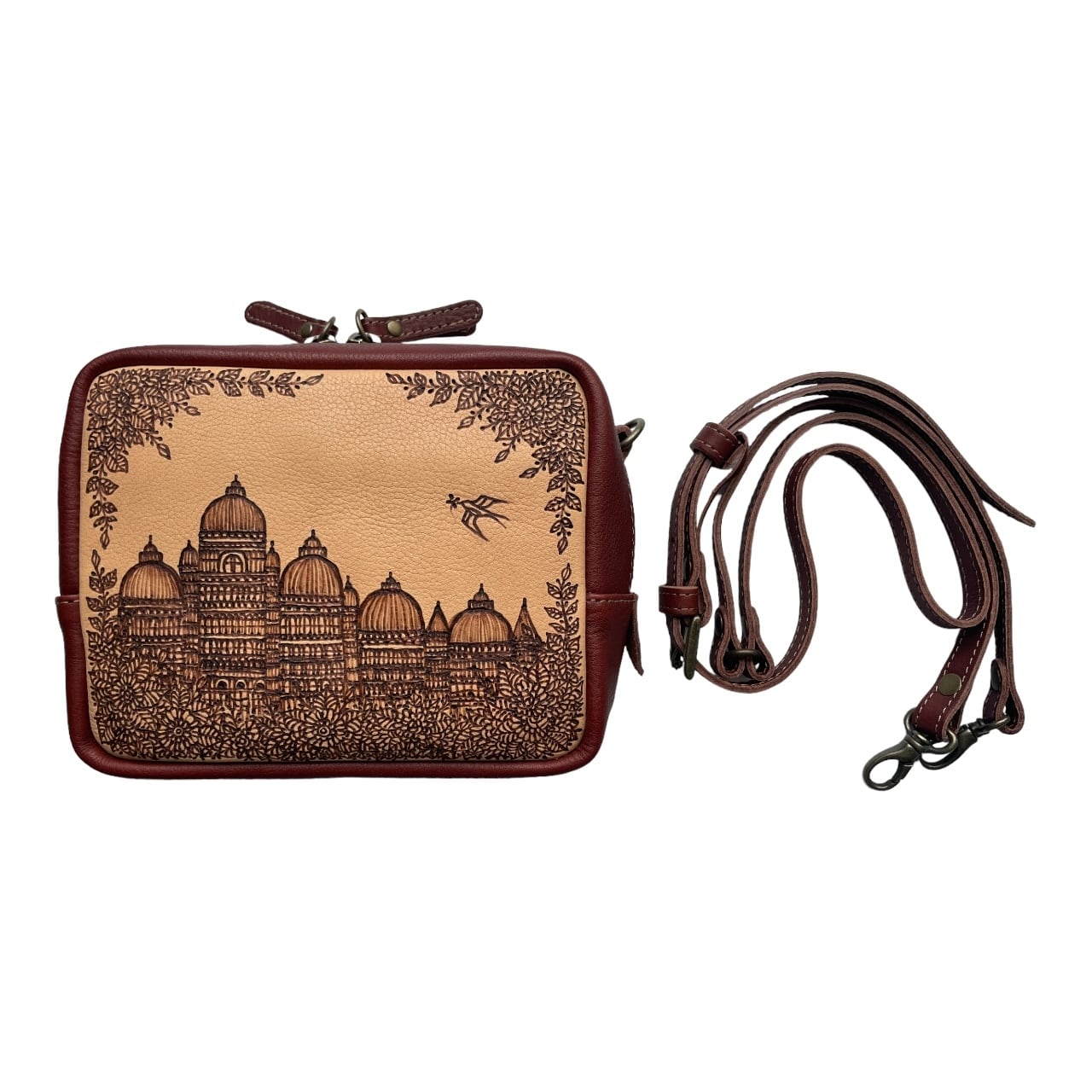 はな 手描き一点物です Qutyjoy】手描き一点もの バイカラー ポシェット ／ミニサイズ