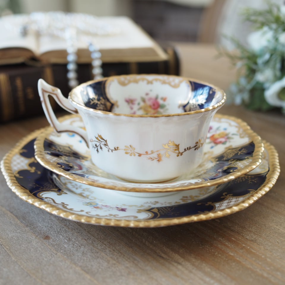 英国コールポート 希少 バットウィング・コバルト トリオB カップ