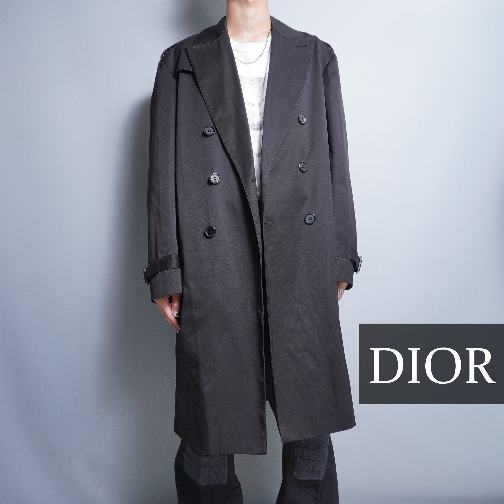 Christian Diorウールヘリンボーンチェスターコート Jesus Judas