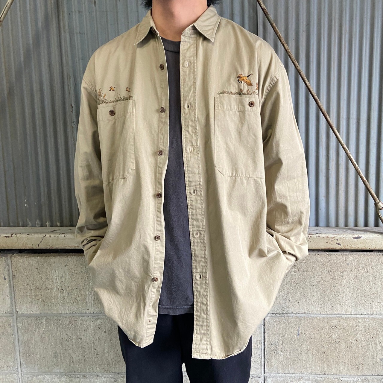 80年代 BANANA REPUBLIC SAFARI & TRAVEL バナナリパブリック 長袖 刺 