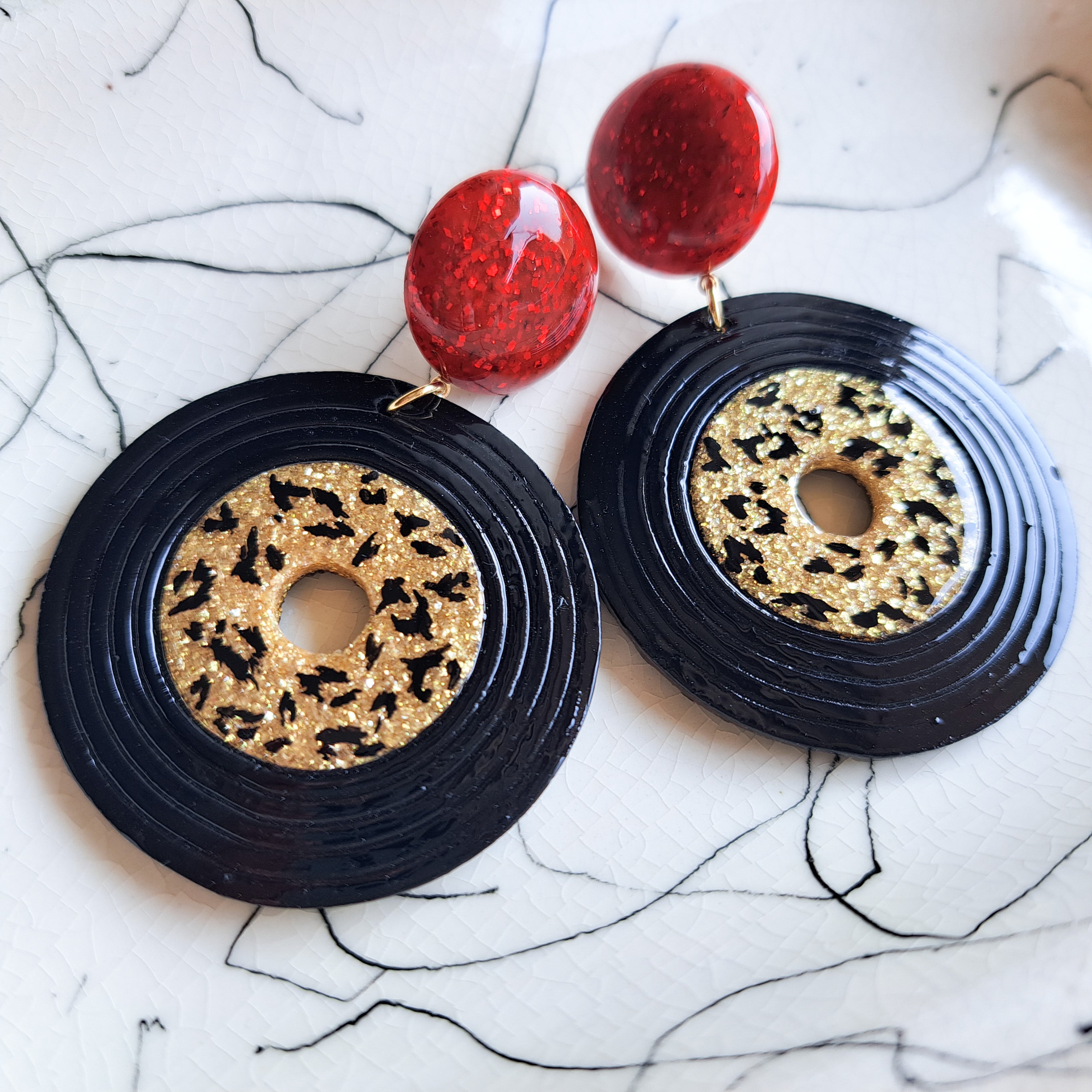 Big Leopard Groovy Record Earrings✴ビッグレオパードグルーヴィー