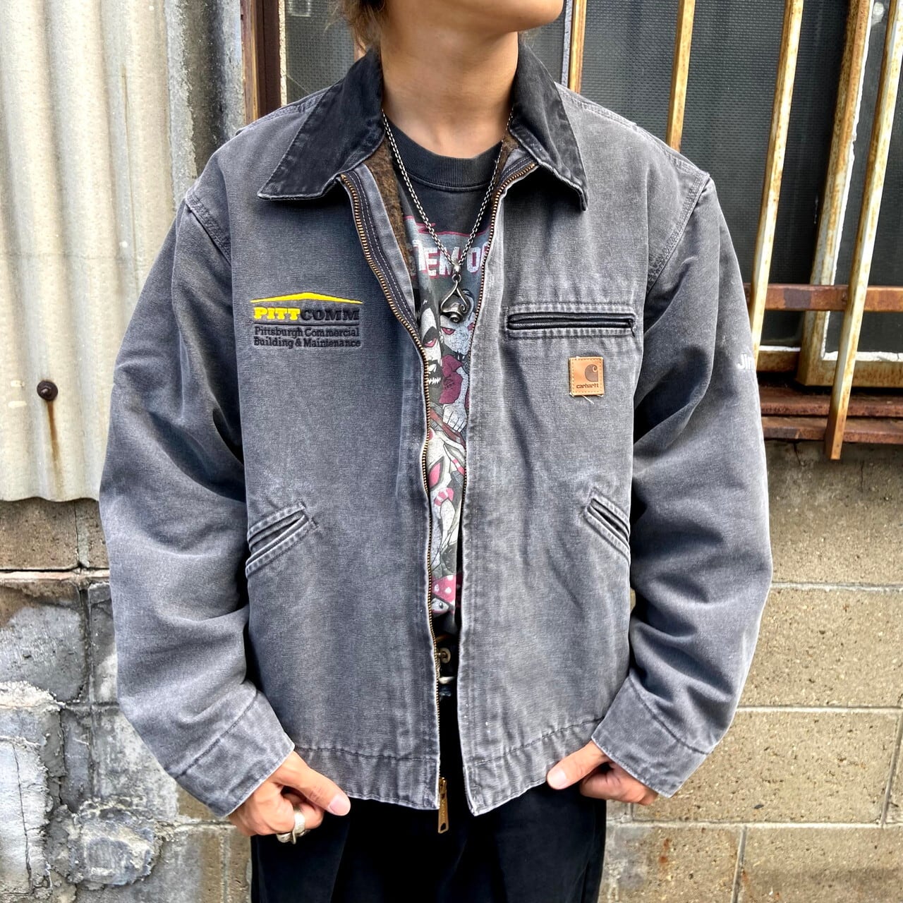 希少】Carhartt デトロイトジャケット 企業ロゴ 刺繍-