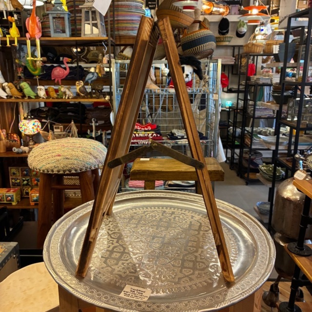 Wooden Chalkboard S / ウッデンチョークボード Sサイズ 看板 立てかけ スタンド 黒板 両面 折り畳み可 ウェルカムボード 店舗ディスプレイ 案内板 木製 アンティーク調 かわいい ナチュラル ウッド