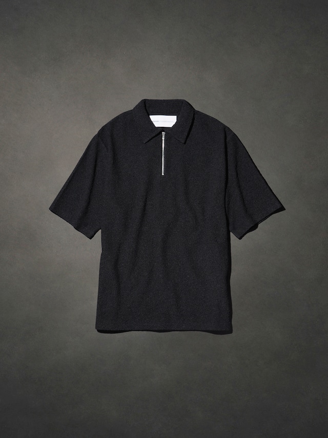 【LAST1】Paper boucle Zip polo shirt(Black)