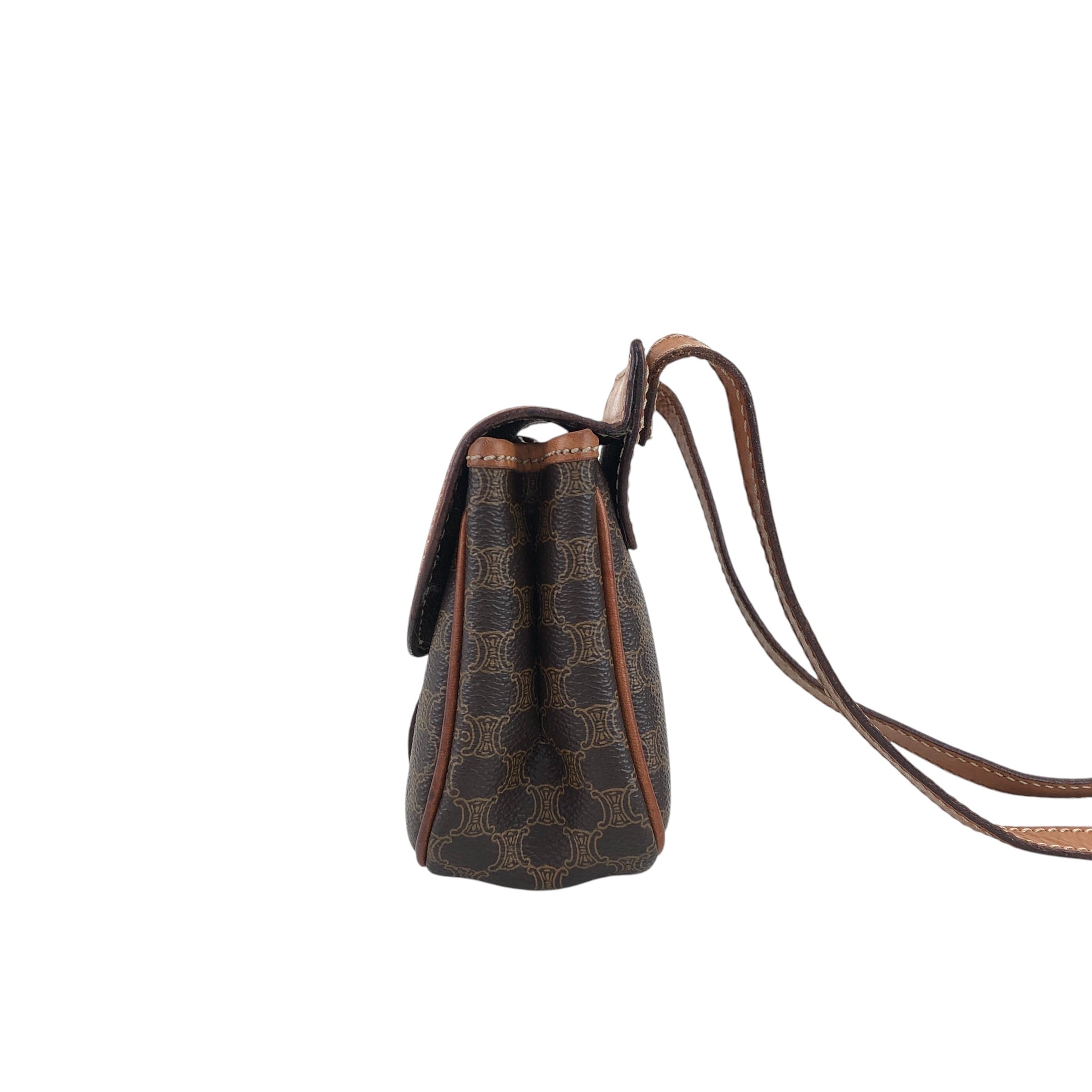 ★CELINE セリーヌ  マカダム ショルダーバッグ ブラウン ブラゾン PVCレザー ミニバッグ nwujcb CELINE セリーヌ マカダム ショルダーバッグ ブラウン ブラゾン PVC