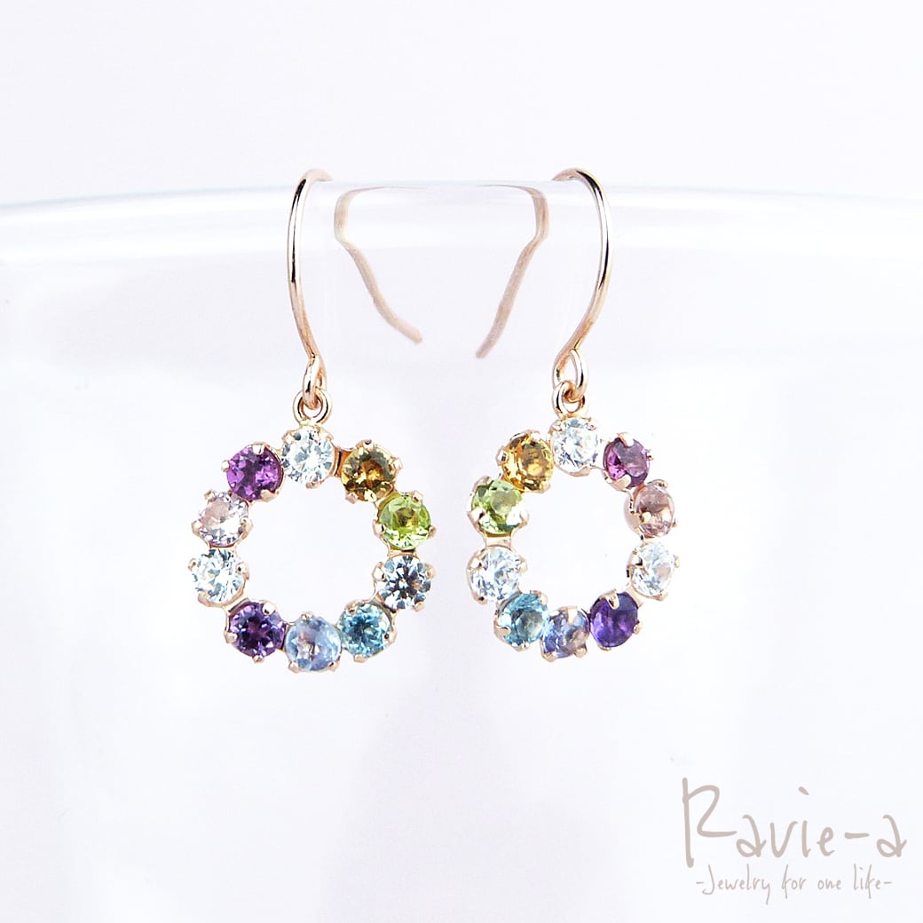 K10アミュレット天然石サークルフックピアス | Ravie-a