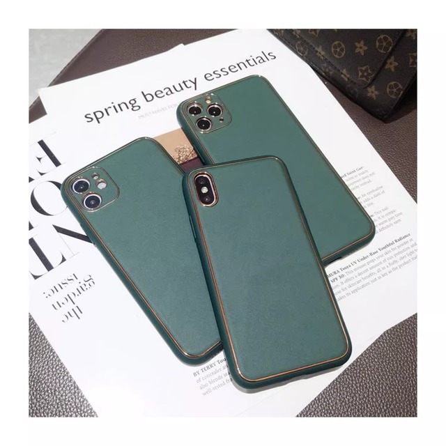 新品】純正 iPhone 14 Pro レザーケース・フォレストグリーン② 
