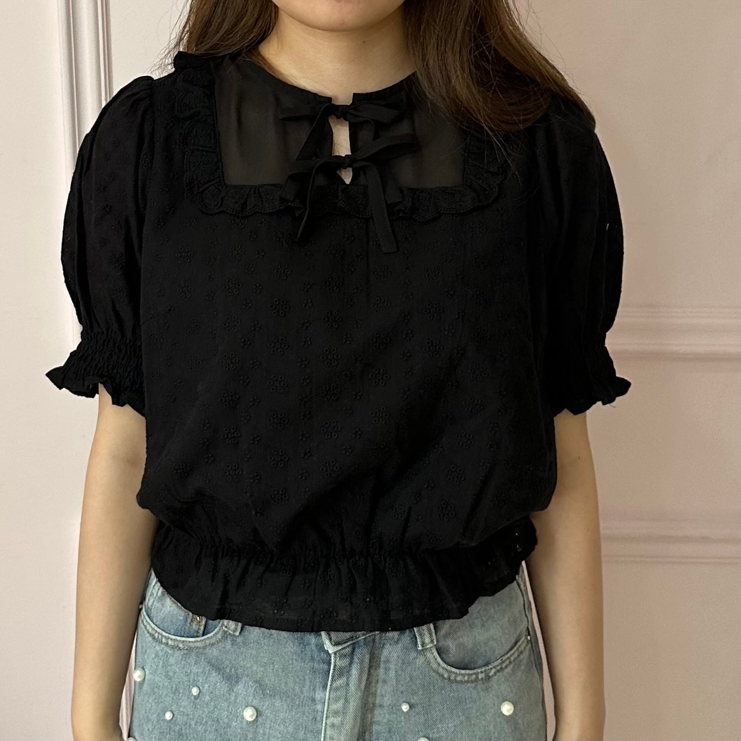 cotton lace mix blouse