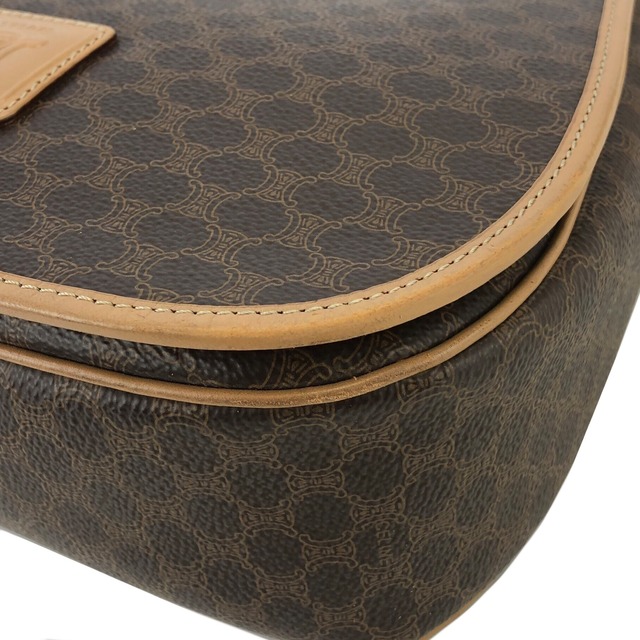 CELINE　セリーヌ　マカダム　ブラゾン型押し　フロントファスナー　ポシェット　ミニバッグ　ショルダーバッグ　ブラウン　vintage　ヴィンテージ　オールドセリーヌ　jumd6w