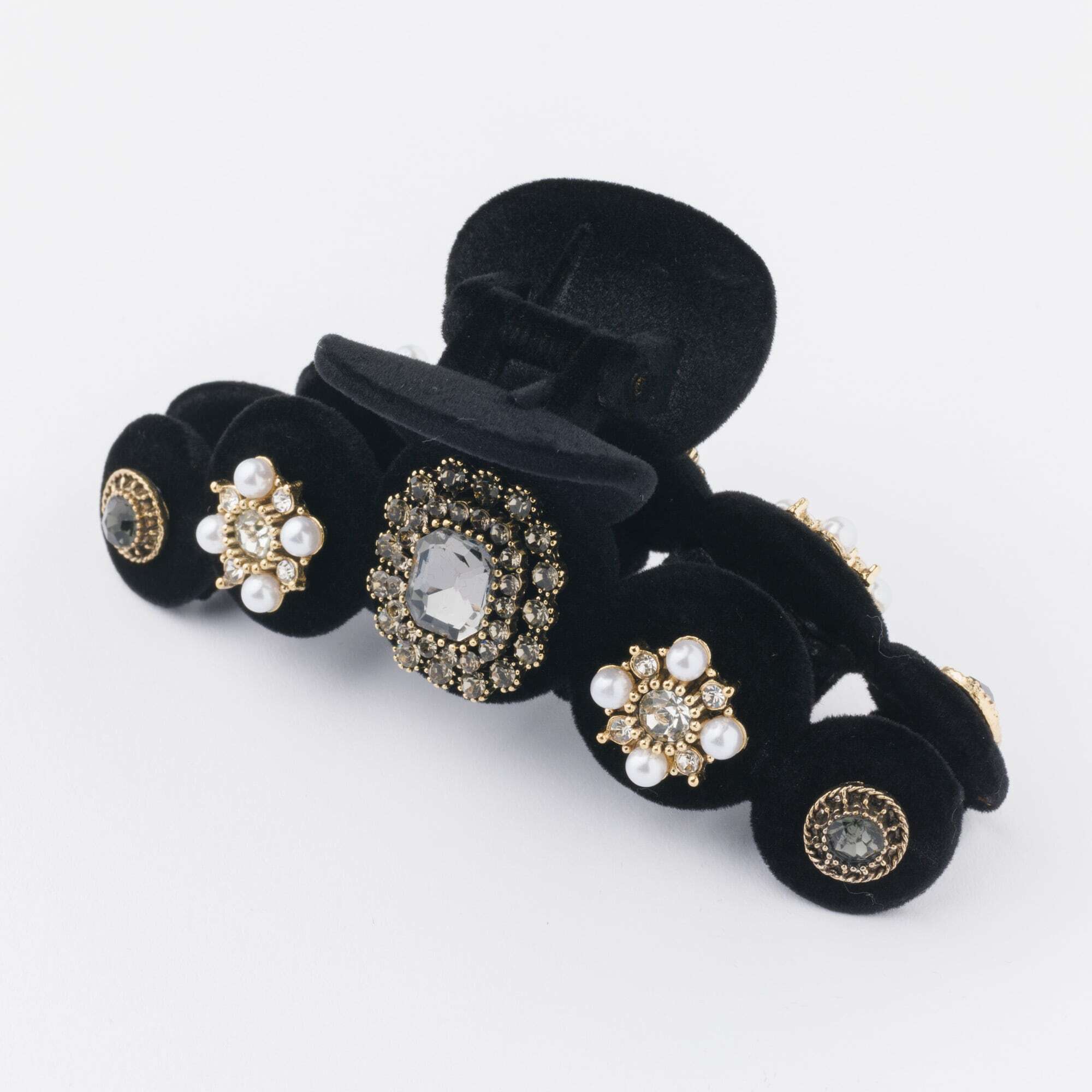 flocked hair clip with jewels 13456