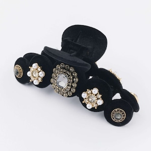 flocked hair clip with jewels 13456