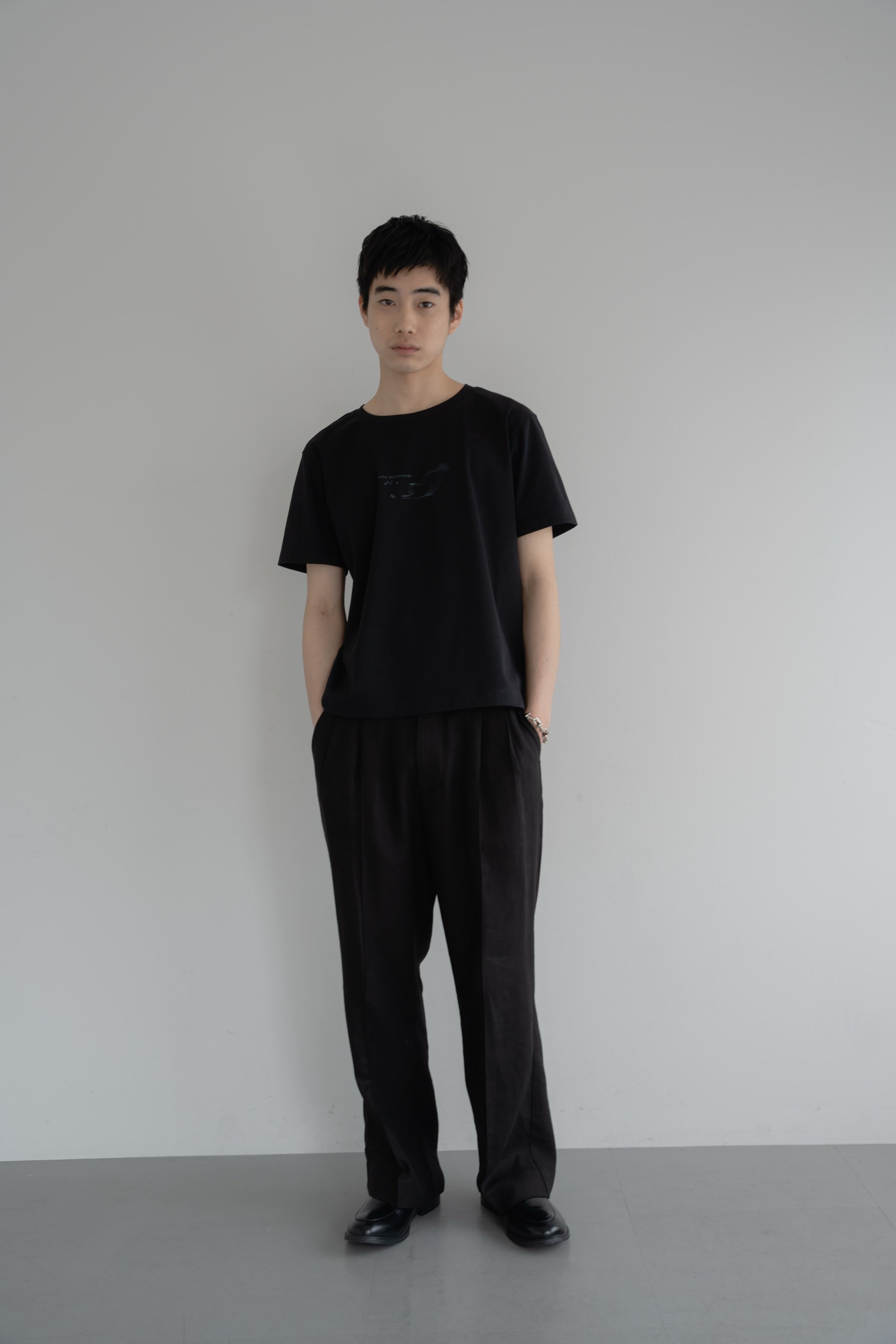 パンツ 2tuck black linen slacks pants Elanque スラックス 2tuck slacks pants/2タックスラックスパンツ