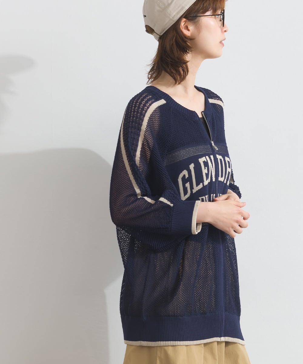 P261098 トラック透かし編みZIPジャケット / Openwork Knit Track Zip