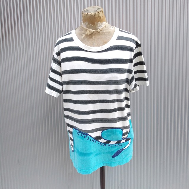 ツモリチサトtsumori Chisato メンズ ボーダー 猫 Tシャツ 2 古着屋rainbowfield Since 06