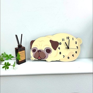 Wall clock   -carefree pug- 　　clo-14