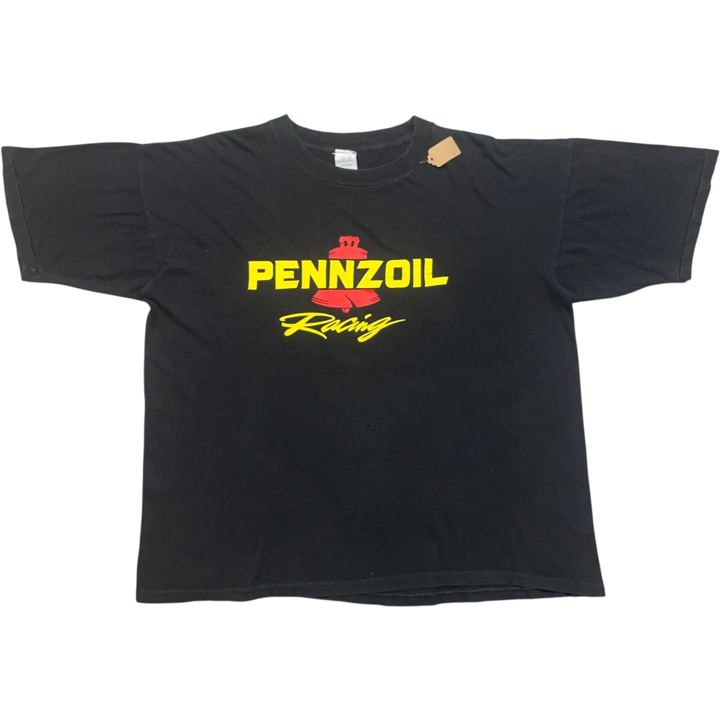 《L》 unknown Tシャツ ブラック フロントプリント レーシング ダメージ シングルステッチ 90年代 vintage no.8763