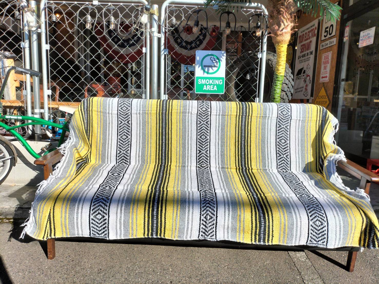 メキシカンラグ・ブランケット◆イエロー◆ソファ・シートカバー アメ車 キャンプ アウトドア