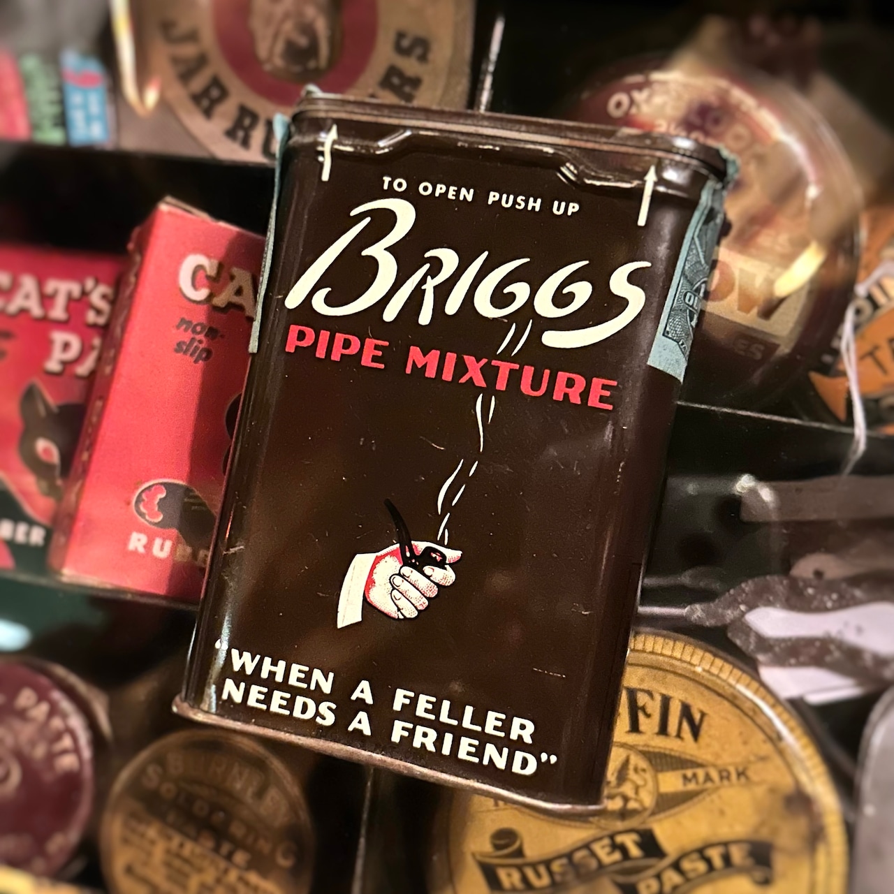 1930s–1950s ブリッグス パイプミクスチャー ヴィンテージ タバコ缶 BRIGGS PIPE MIXTURE Vintage Tobacco Tin T-754