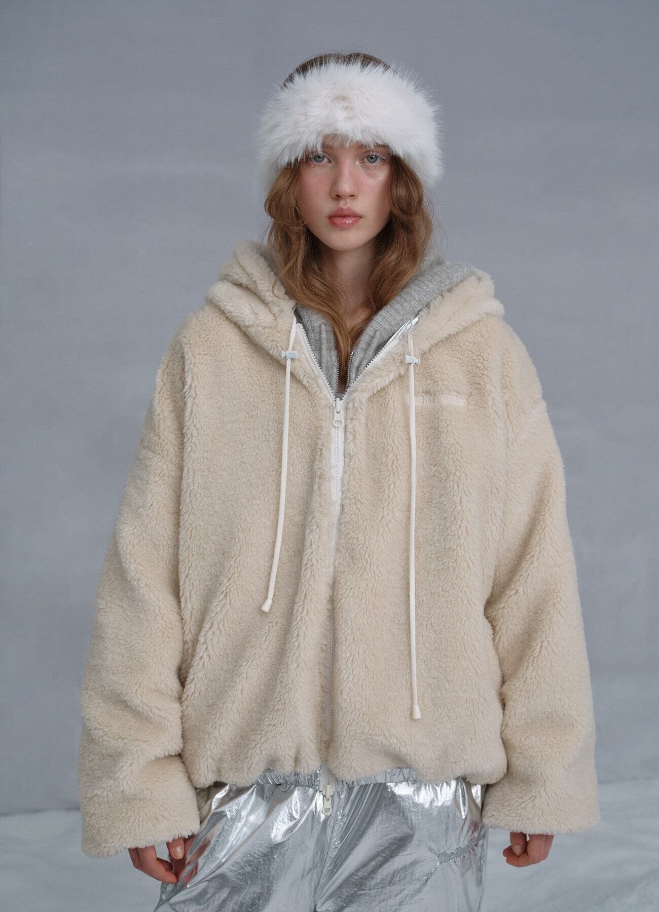 ジャケット・アウター TheBarnnet SnuggleReversibleHoodedJacket 1月初旬発送 [The Barnnet] Silver Eco-Shearling Snuggle Reversible