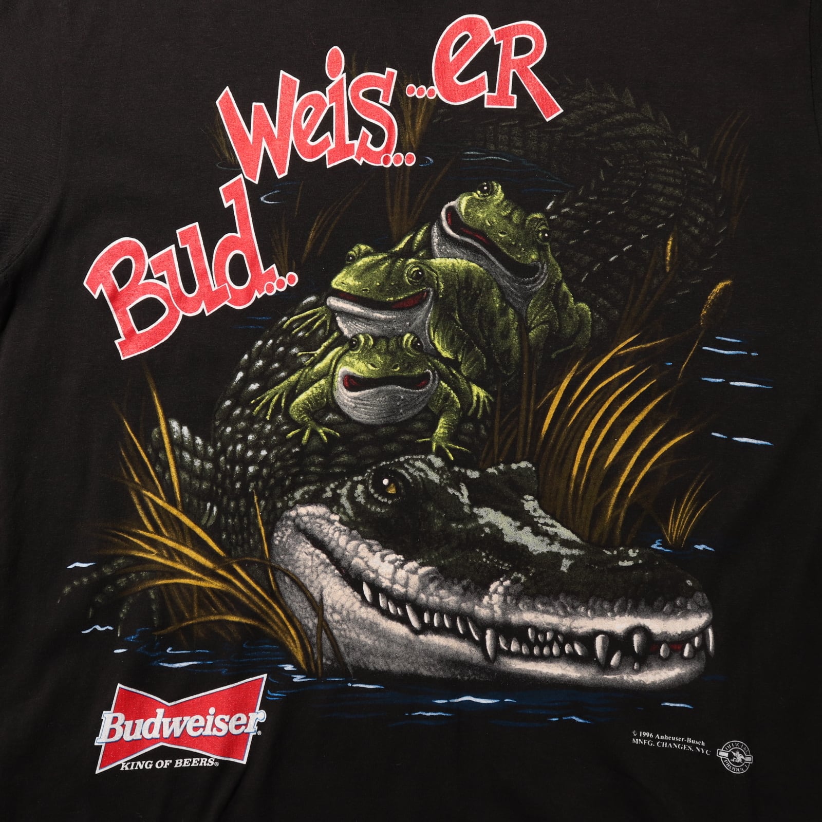 Deadstock XL 96年 USA 両面 バドワイザー frog カエル ワニ トカゲ T  