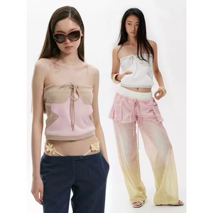 [9266studio] star pattern bra-wrapped top