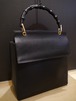 美品◆GUCCI グッチ バンブー フラップ レザー ハンド バッグ 黒◆