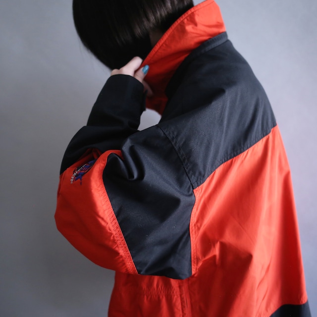 "Eddie Bauer EBTEK " red × black  over silhouette nylon anorak