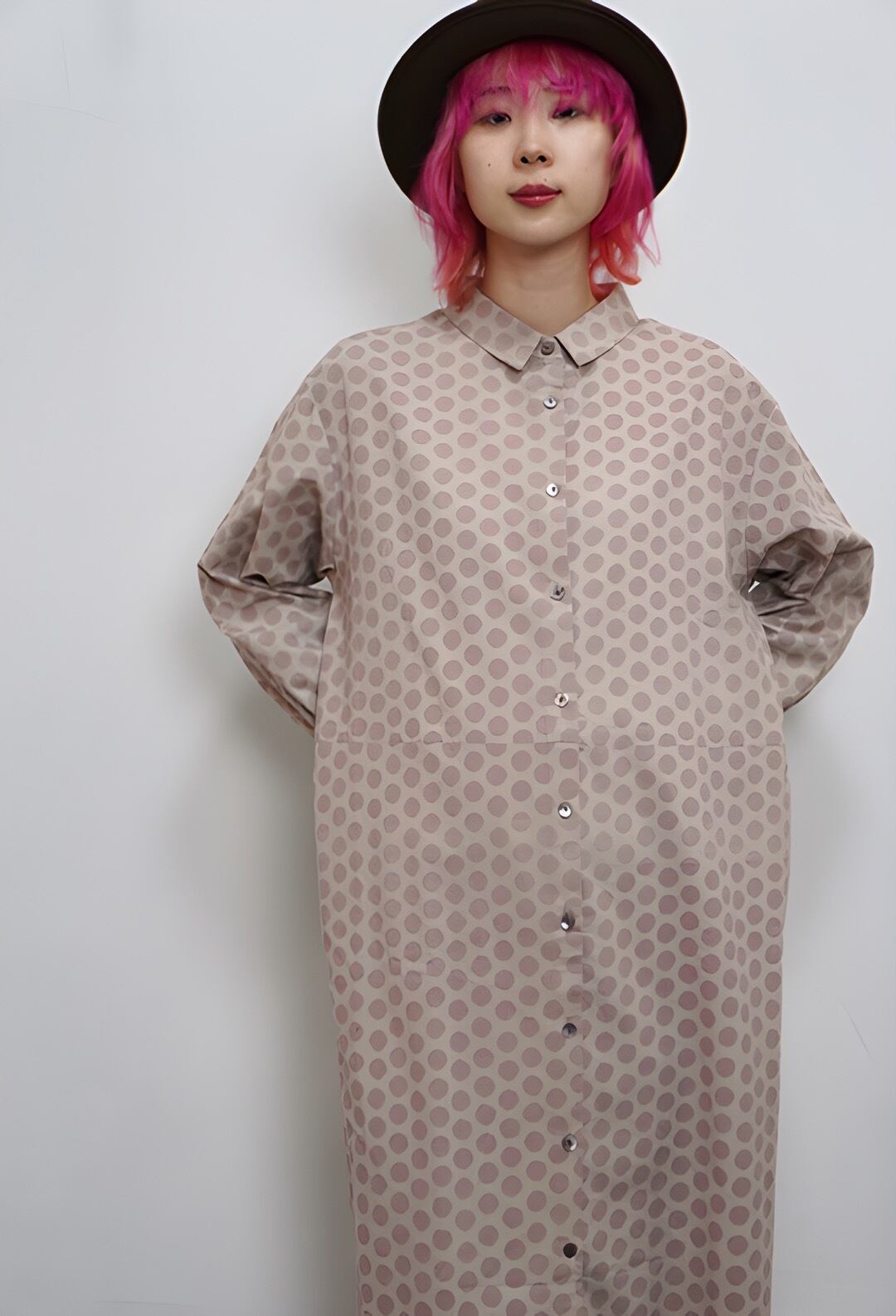 fu-dueka:: コットン カットソー ポロワンピース ピンク ピンク