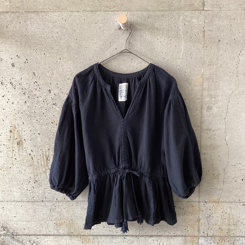 Black fluffy linen blouse