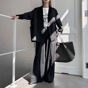 麻ライクタックインワイドPT/ブラック