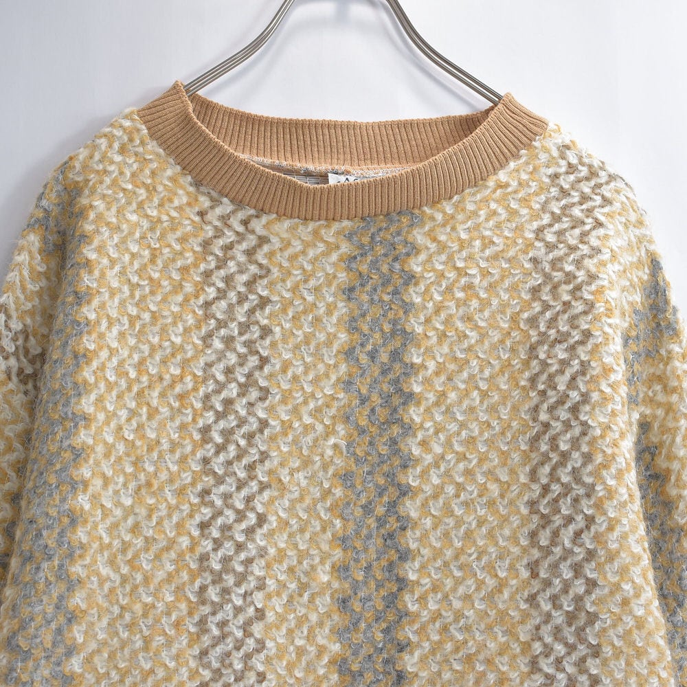 80s アメリカ製 Affluence ブークレ編み風 デザイン セーター プルオーバーニット ヴィンテージ ベージュ ビンテージ USA古着 メンズM相