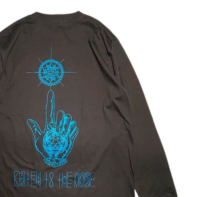 神眼芸術『HAND』Long sleeve T-shirt （蛍光ブルーインクVer.）