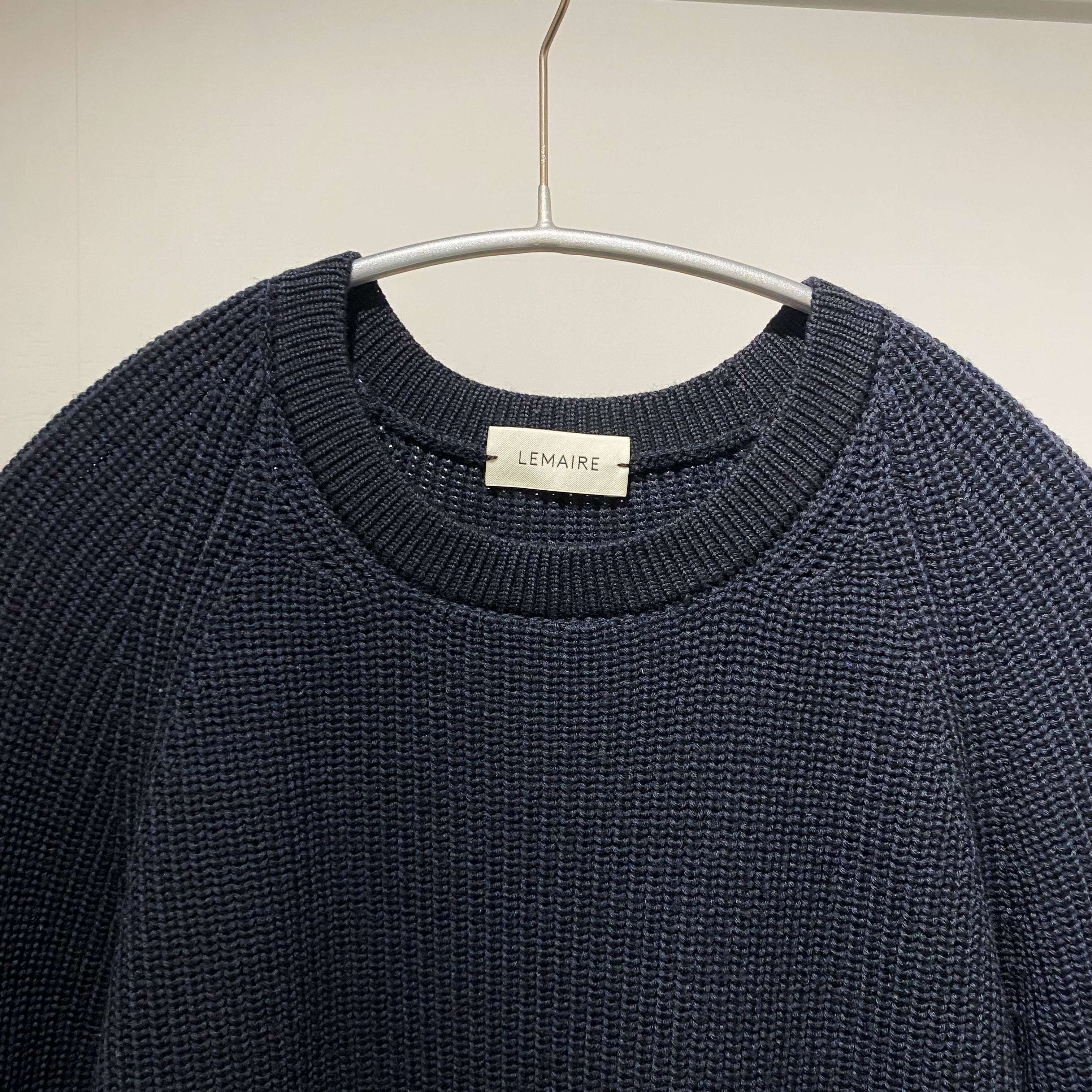 LEMAIRE ルメール ウール クルーネックニット ネイビー size-S 【中 